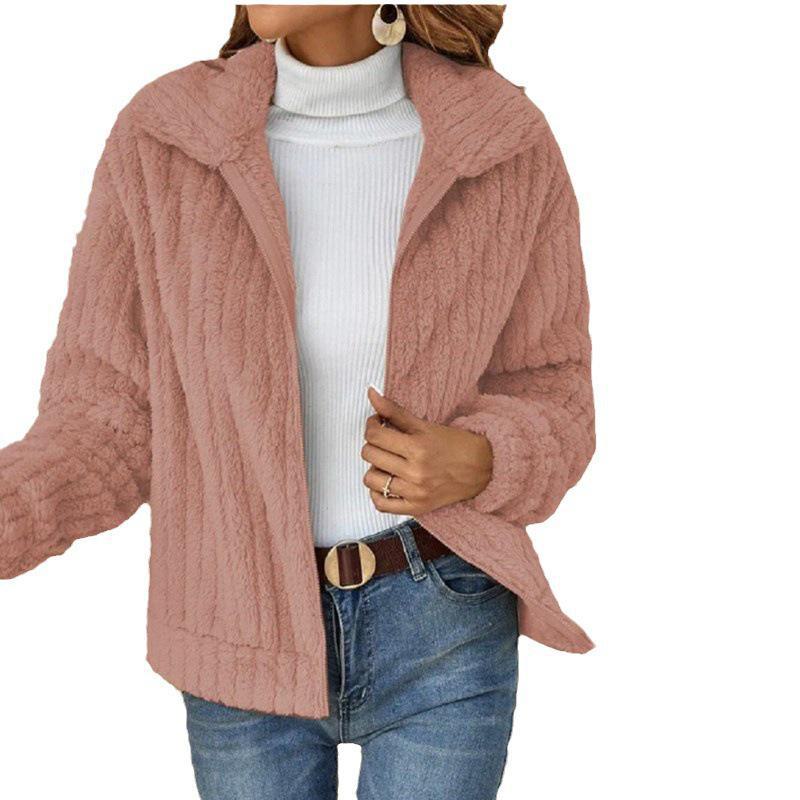 2024 Autumn/Winter Women's Fur Plush Lapel Cardigan Short Coat