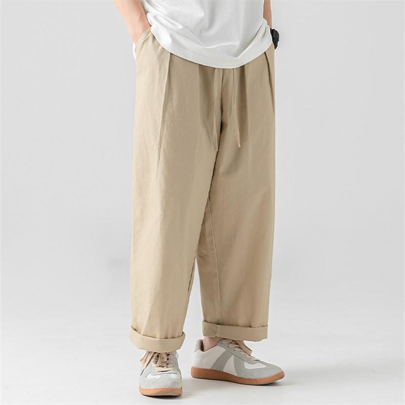 Весна-лето Новые широкие брюки для мужчин из хлопка, большие шаровары, модные плиссированные мешковатые спортивные штаны