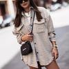 Women's Houndstooth Long Sleeve Shirt for Autumn/Winter