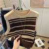 Striped Vest Sweater Women Outerwear Autumn 2023 Gentle and Lazy Versatile Soft and Glutinous Sweater Pullover Vest Female Tops