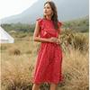 Summer 2023 Women's Polka Dot Chiffon Dress - Loose, Versatile, European and American Style, Mid-Length.