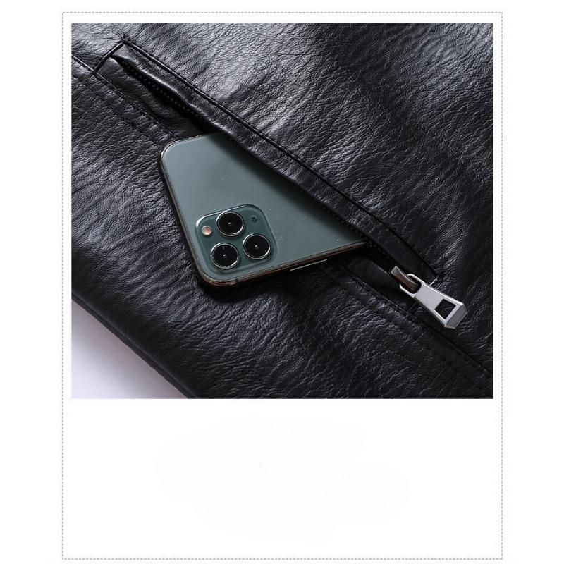 Men's Leather Jacket Winter New Middle-aged Velvet Thickened Fur All-in-one Leather Jacket Casual Large Size PU Jacket