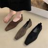 New Spring Autumn Shoes Women Loafers Suede Ballerina Square Toe Flats Ballet Shallow Soft Moccasins British Style Sneaker Mujer