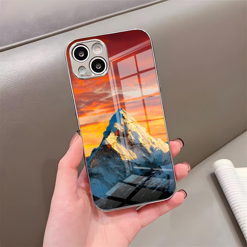 Чехол для телефона с изображением горы Эверест для IPhone 17 Pro Max 15 Pro 16 14 Plus 12 13 Mini 11 Pro Ударопрочный Электроокрашенный Стеклянный Чехол