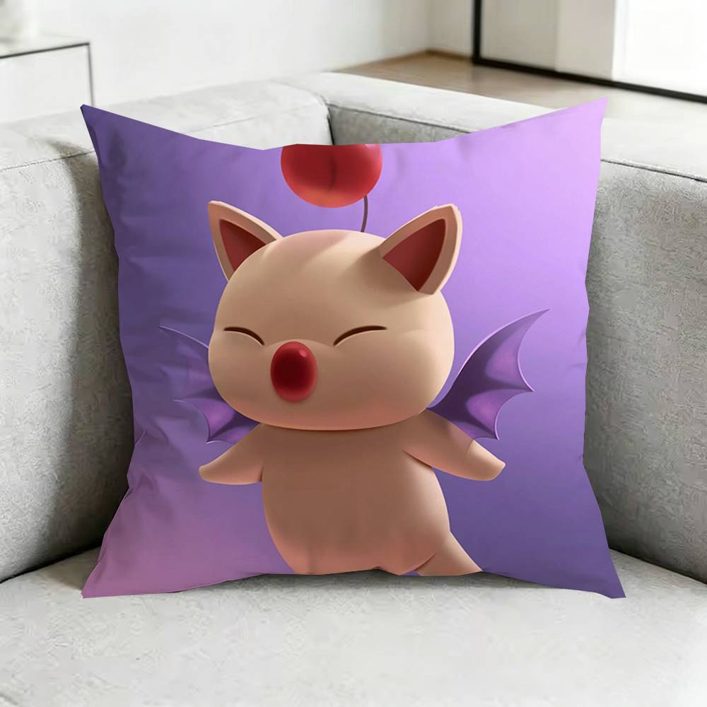 FF Final Fantasy MoogleW Square DoubleSided printed Pillow Case Bedroom Bedside Pillow Sofa Cushion Cover Gift