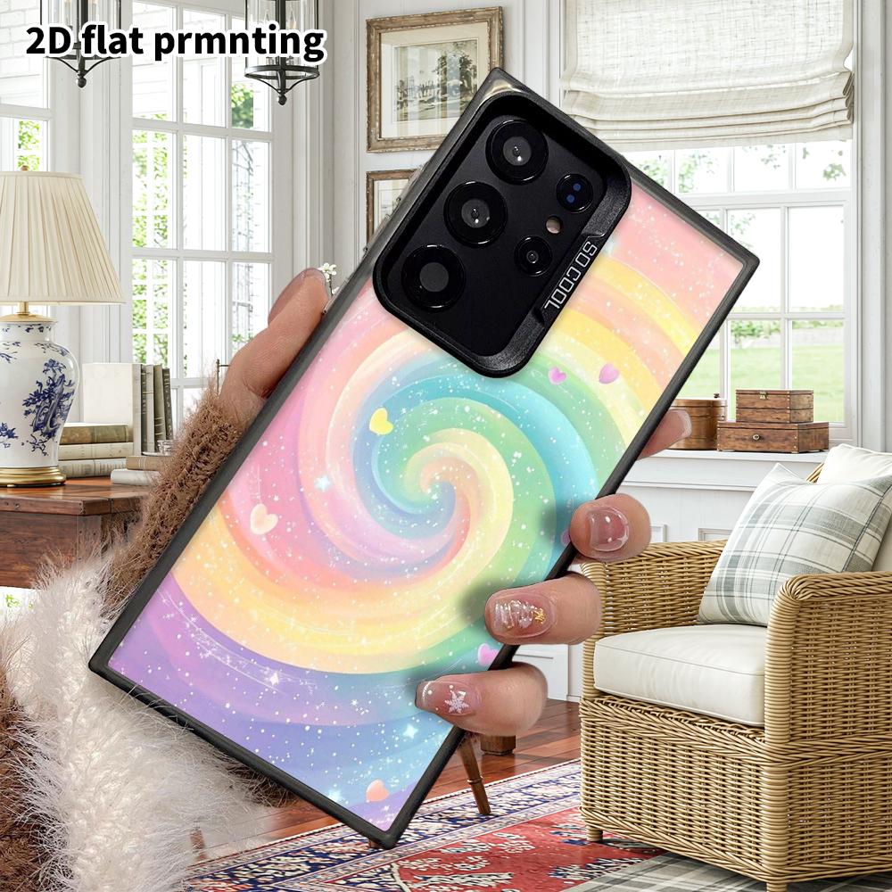 Phone Case: 2D Flat Samsung Galaxy A34 A35 M05 M06 S20 S22 S21 FE Plus 5G Protective Case, Couple Style, Rainbow Swirl, Christmas and Halloween Gift