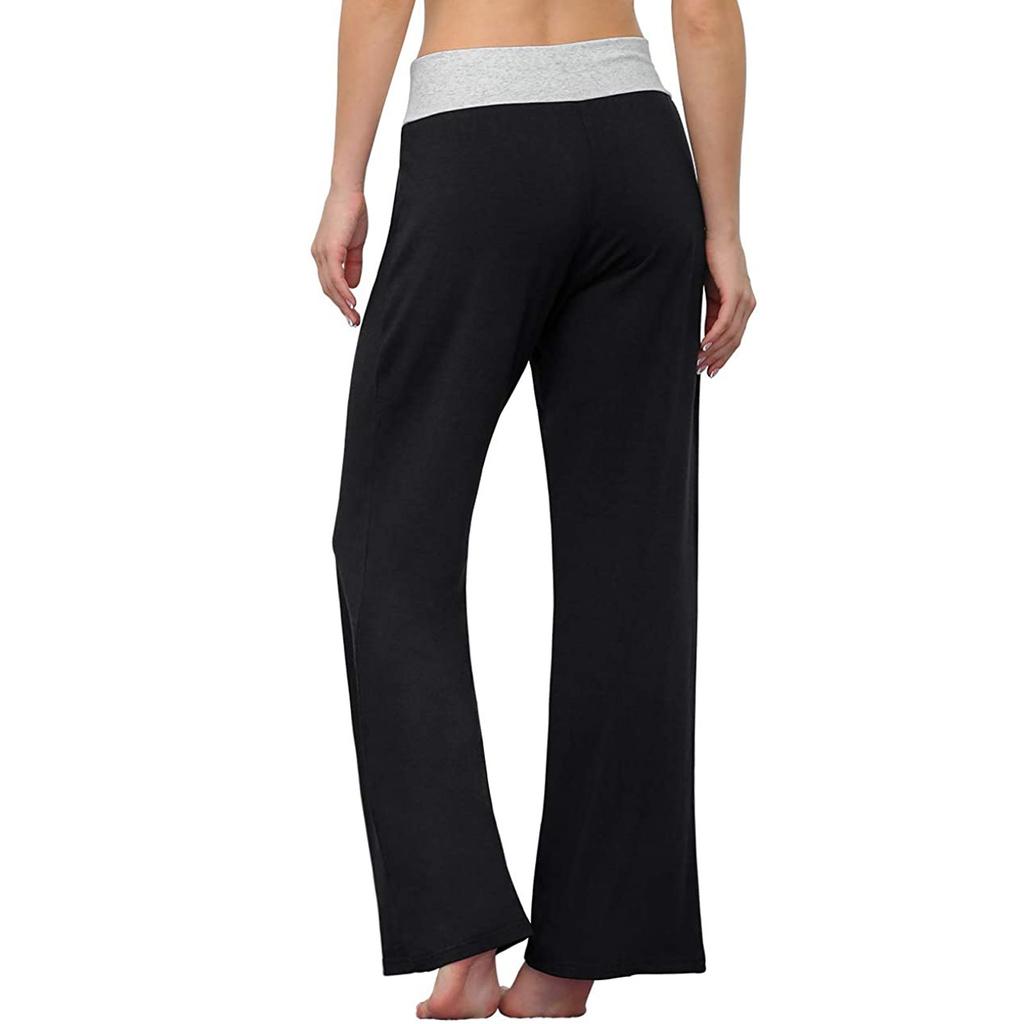Women Wide Leg Pants Casual Stretch Yoga Pant   Pants Splicing Pants