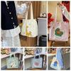 Animal Pattern Embroidery Shoulder Bag Kawaii Cartoon Canvas Bag Drawstring Tote Bag  Women
