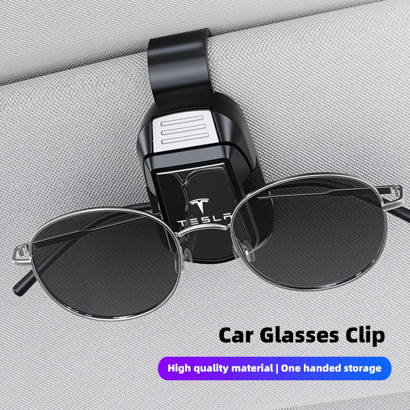 GQNBY1 Car Sun Visor New Glasses Clip Card Clamp Ticket Holder For Tesla Model 3 Model S Model X Model Y Cybertruck Roadster SpaceX
