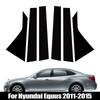 6 шт., подходит для Hyundai Equus 2011-2015, глянцевый черный материал из поликарбоната, зеркальный эффект, центральная часть окна двери, средняя часть стойки стойки, накладка на колонку