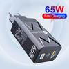 65W GaN Fast Charger USB Charger PD Quick Charging EU/US/KR Plug for IPhone Samsung Xiaomi Mobile Phone Adapter Wall USB Charger