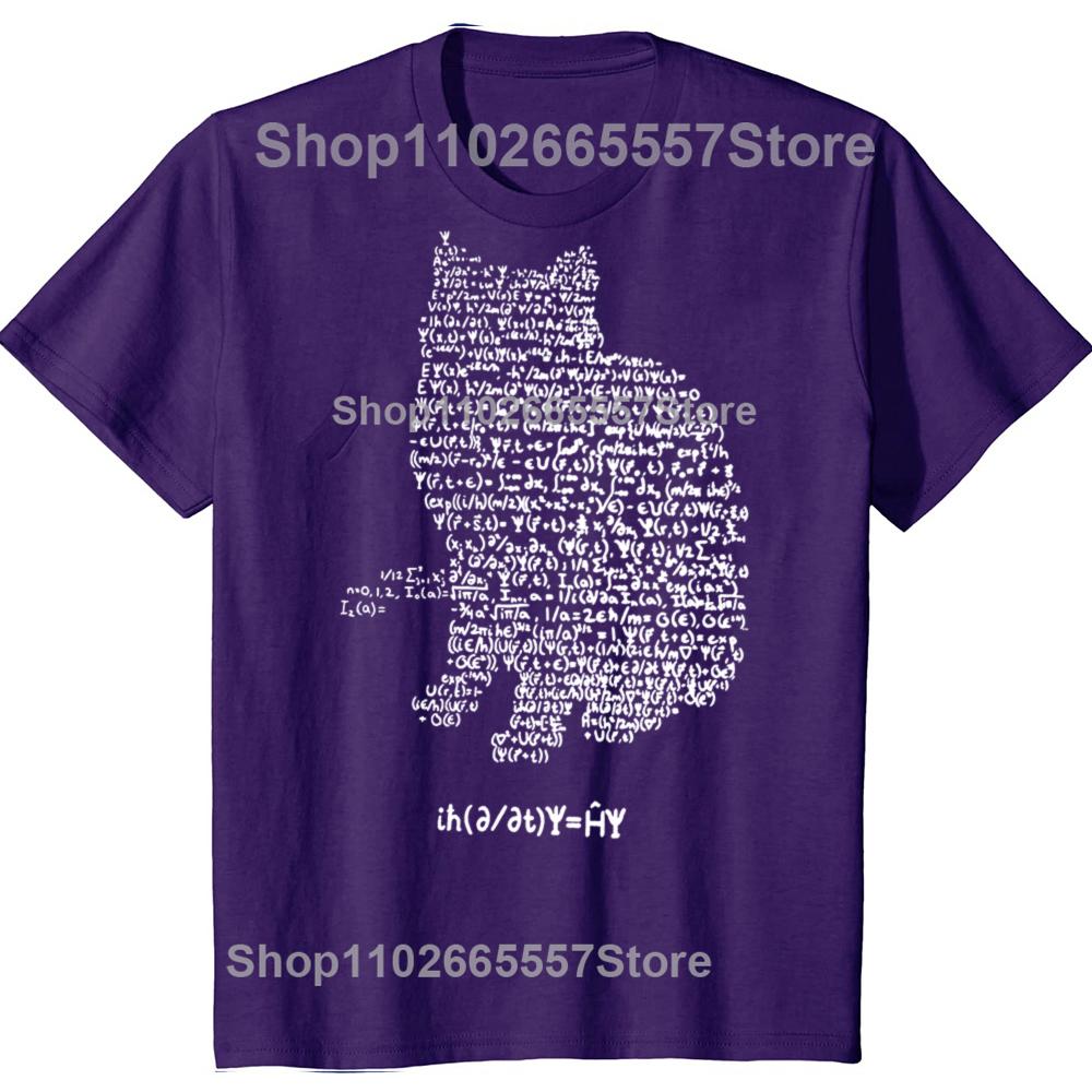 Maxwell Cat Quantum Mechanics Equation Theory T Shirts Physics and Mathematics Math Funny Cat Tshirt Oversized Men Europe Size