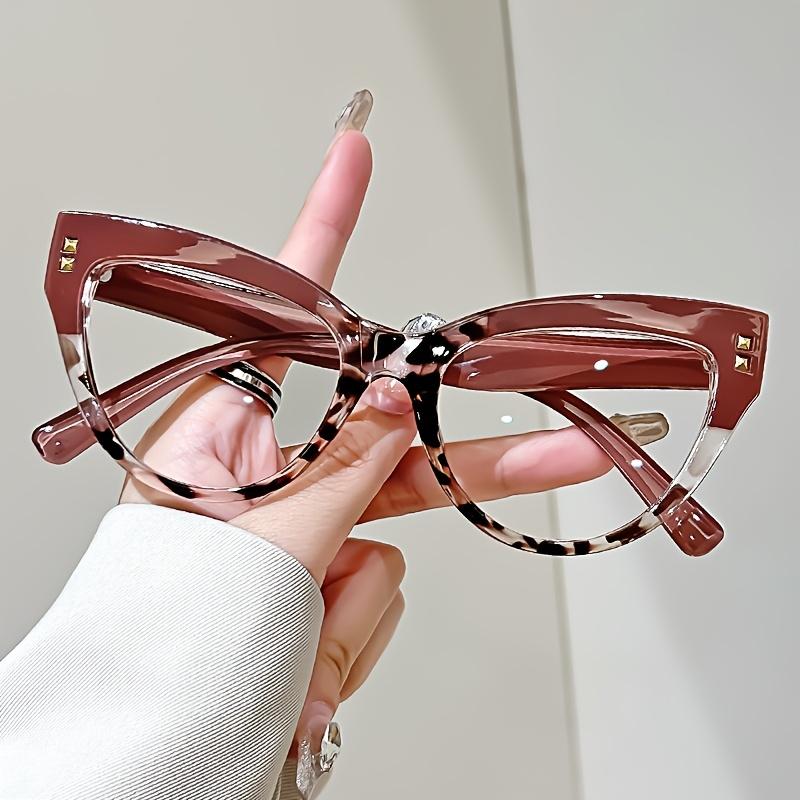 Elegant Cat Eye Reading Glasses with Metal Hinge - Minimalist Color Block Design, Fashion Presbyopic Eyewear +1.0 To +4.0