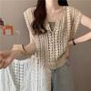 Summer Hollowed-out Knitted Waistcoat Vest for Women Sleeveless Crocheted Cover Top