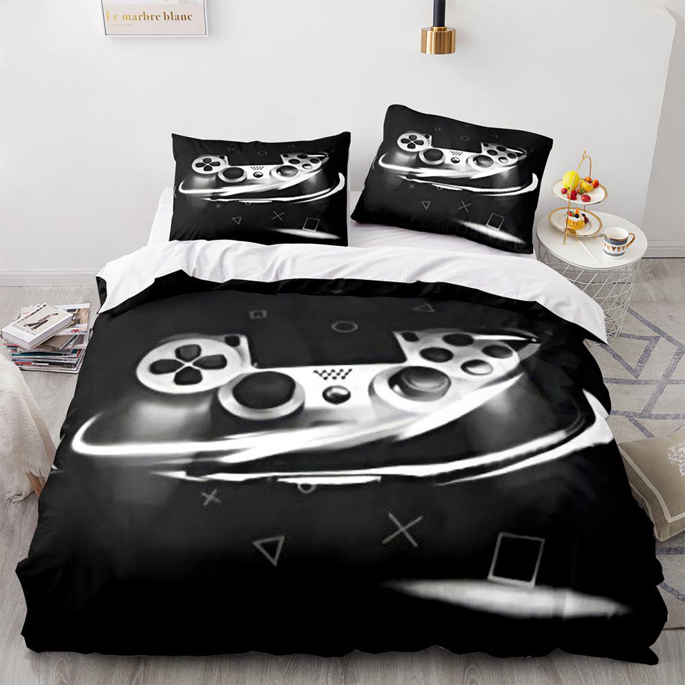 Game Handle King Queen Duvet Cover Kids Teens Boys Gamer Bedding Set Pillowcase Cartoon Psychedelic 2/3pcs Polyester Quilt Cover