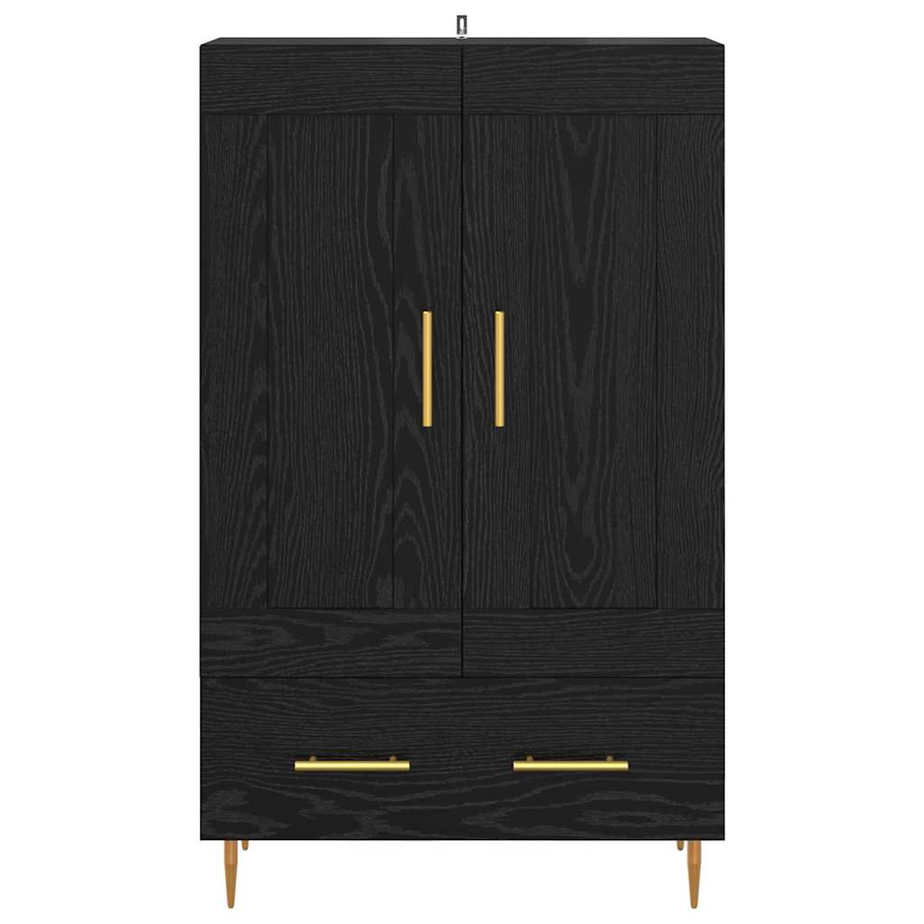 Highboard in Black Oak Look 69.5 x 31 x 115 cm Engineered Wood