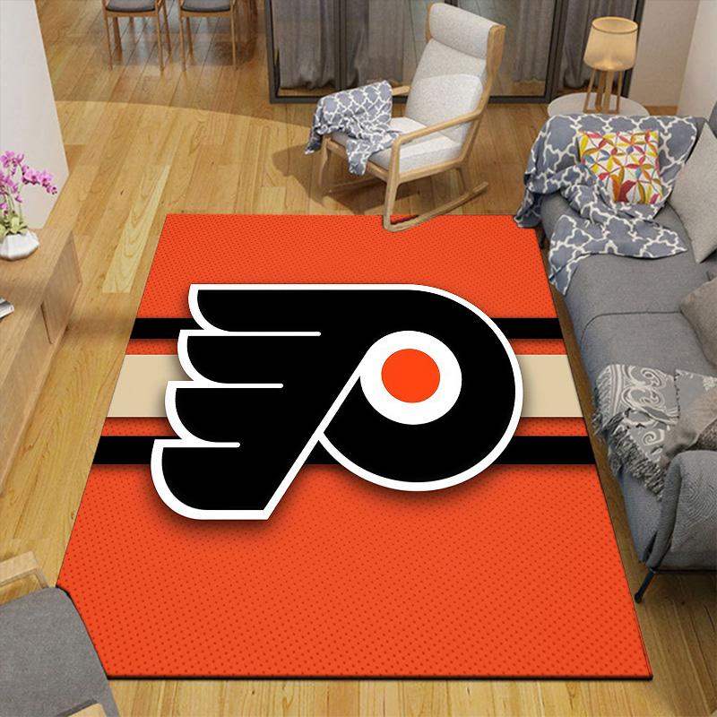 Philadelphia Flyers2 Flannel Pattern Square Carpet,Area Rug,Carpet Rug for Living Room Bedroom Sofa Playroom Decor,Non-slip Floor Mat