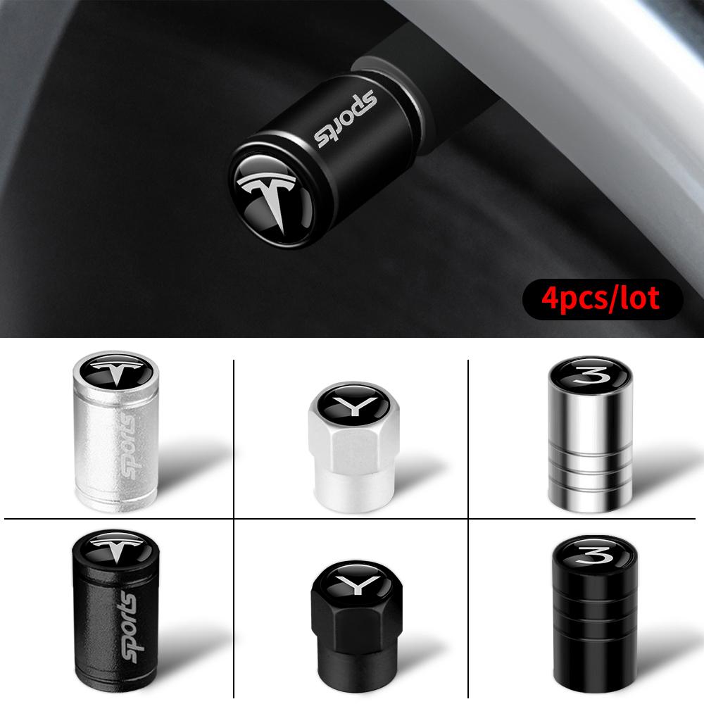 whalq7 4pcs Car Wheel Tire Valve Caps Tyre Rim Stem Covers for Tesla Model 3 Model S Model X Model Y Roadster SpaceX Cybertruck