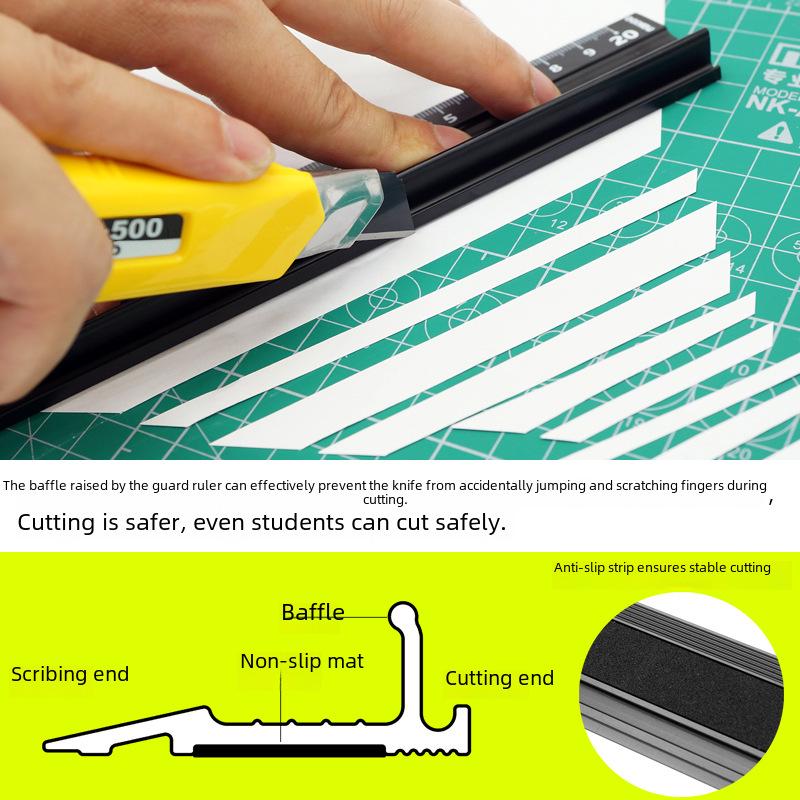 Многофункциональная защитная линейка из алюминиевого сплава - 20 см/30 см/45 см для студентов, рекламы, черчения и резки
