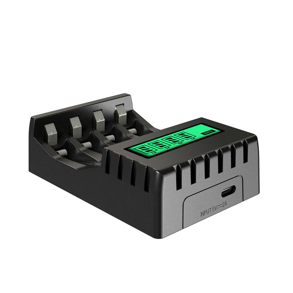 4 Slots Ultra Fast Smart Battery Charger USB Type-c Charger for 1.2V AA AAA Ni-CD Ni-MH Rechargeable Battery LCD Display Quick Charger