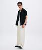 TAKEASY Linen-Like Roll-Up Half Shirt (Black)