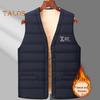 Мужской терможилет с V-образным вырезом, без рукавов, на бархатной подкладке, хлопковый жилет с карманами, однотонный, однобортный, ветрозащитный, теплый, с низом, жилет, куртка
