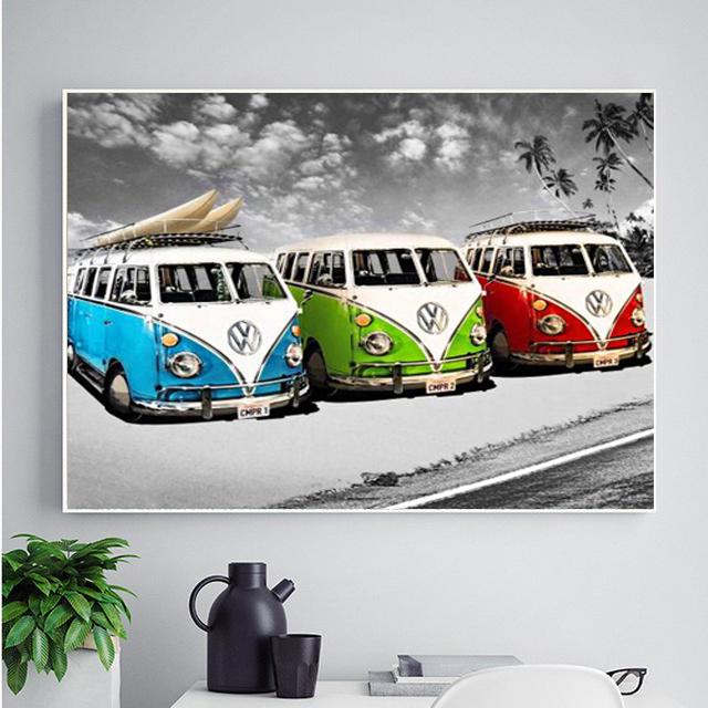 5d Diy Diamond Painting Cross Stitch Car Up Embroidery Bus Set Full Round Drills Colorful Autos