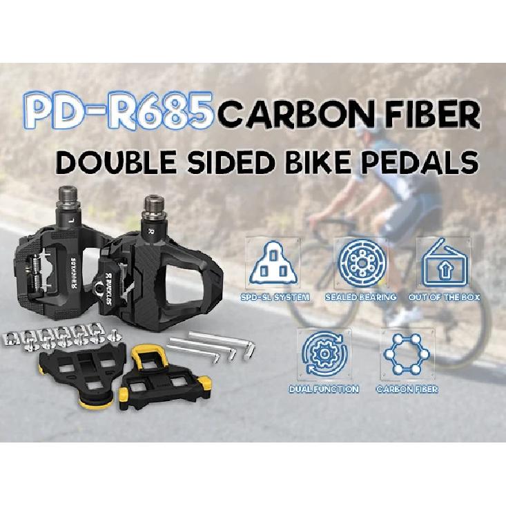 BUCKLOS Bike Lock Pedals For SPD-SL Carbon Fiber Wear-resistant Pedal 9/16 Dual Function Non-slip Flat Road Bike Pedal Bike Part