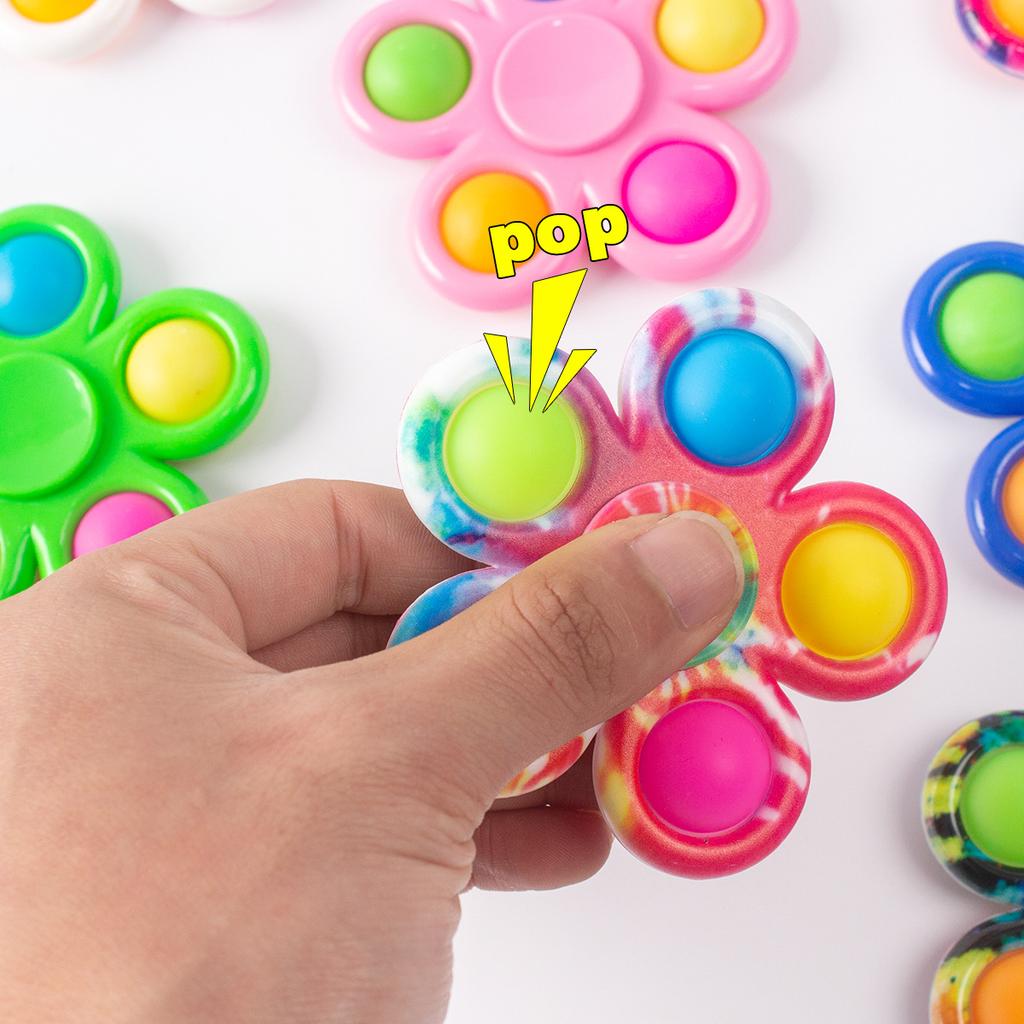 Tie Dye Simple Fidget Spinner Pop Finger Toys Push Bubble Hand Spinner for ADHD Anxiety Stress Relief Sensory Gifts for Kids
