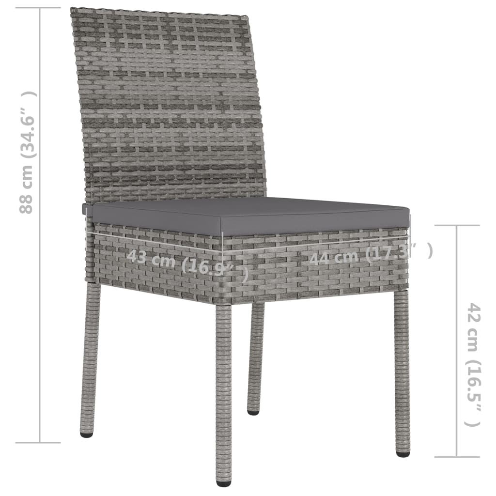 vidaXL Garten-Essstühle 4 Stk. Poly Rattan Grau