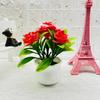 Rose Faux Potted Flower With Injection Molded Plastic For Home And Office Decoration