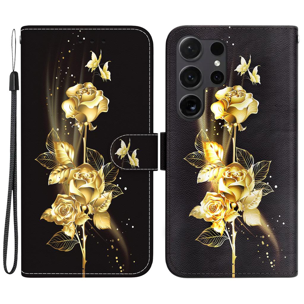 For Samsung Galaxy S26 Ultra Wallet Phone Case Anti-Drop Pattern Printing Leather Flip Cover with Strap