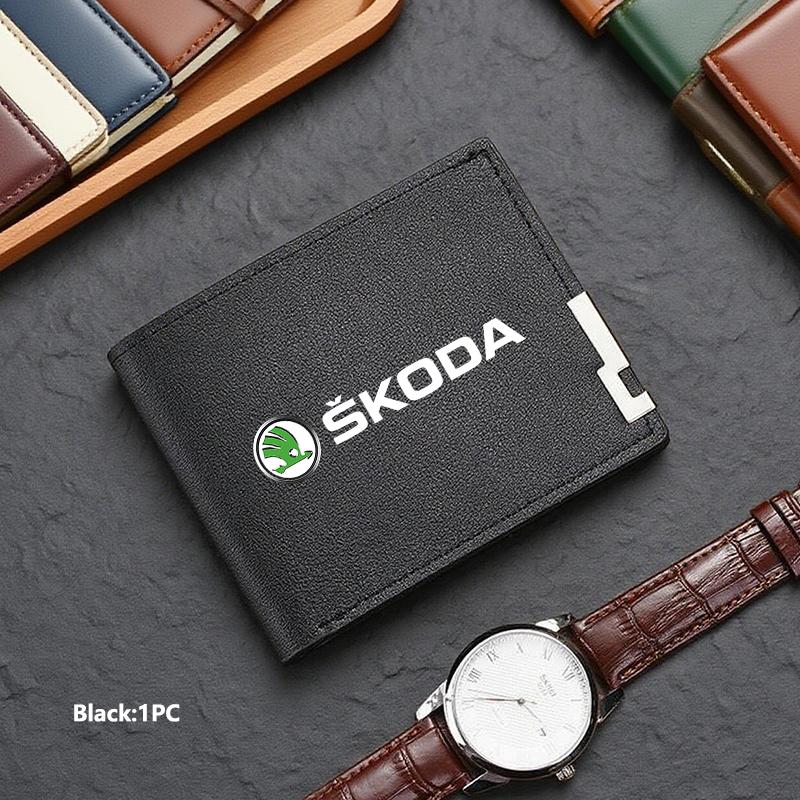 TTJJ2 Men Wallet ID Credit Card Holder License Bag Gift Accessories For Skoda S Kodiaq Octavia 2 3 Yeti Karoq Rapid Fabia VII VRS