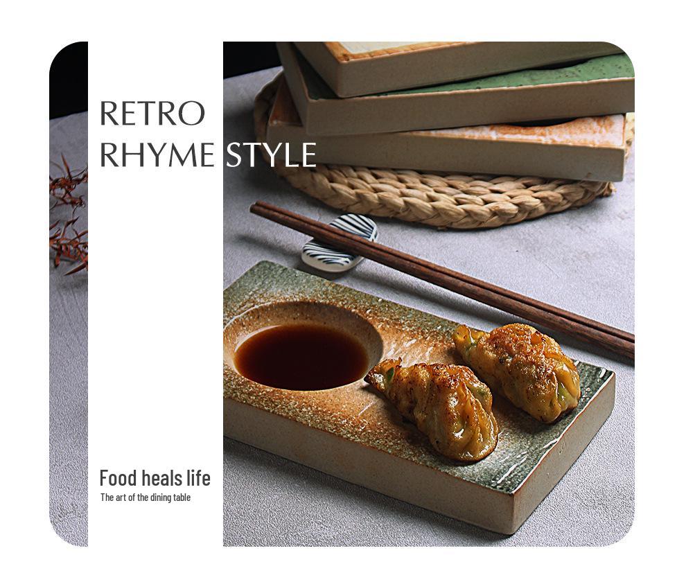 Японская минималистичная керамическая тарелка для суши и пельменей - Изысканный подглазурный дизайн