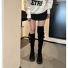Winter Platform Women Long Boots Side Zippers Suded Over-The-Knee High Boots Female Elegant Square Heel Womens Belt Buckle Boots