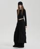 Jenyujeu Layered Belt Zipper Long Skirt - Black