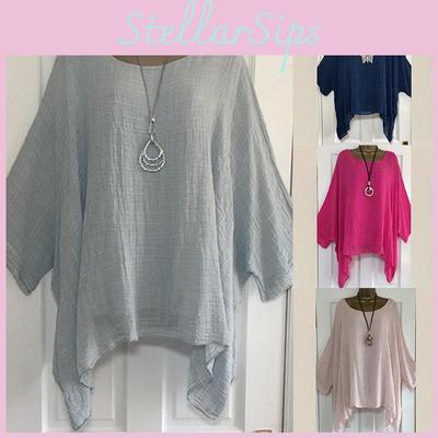 Стильная женская блузка-кафтан большого размера свободного кроя с рукавами 3/4 для летних прогулок