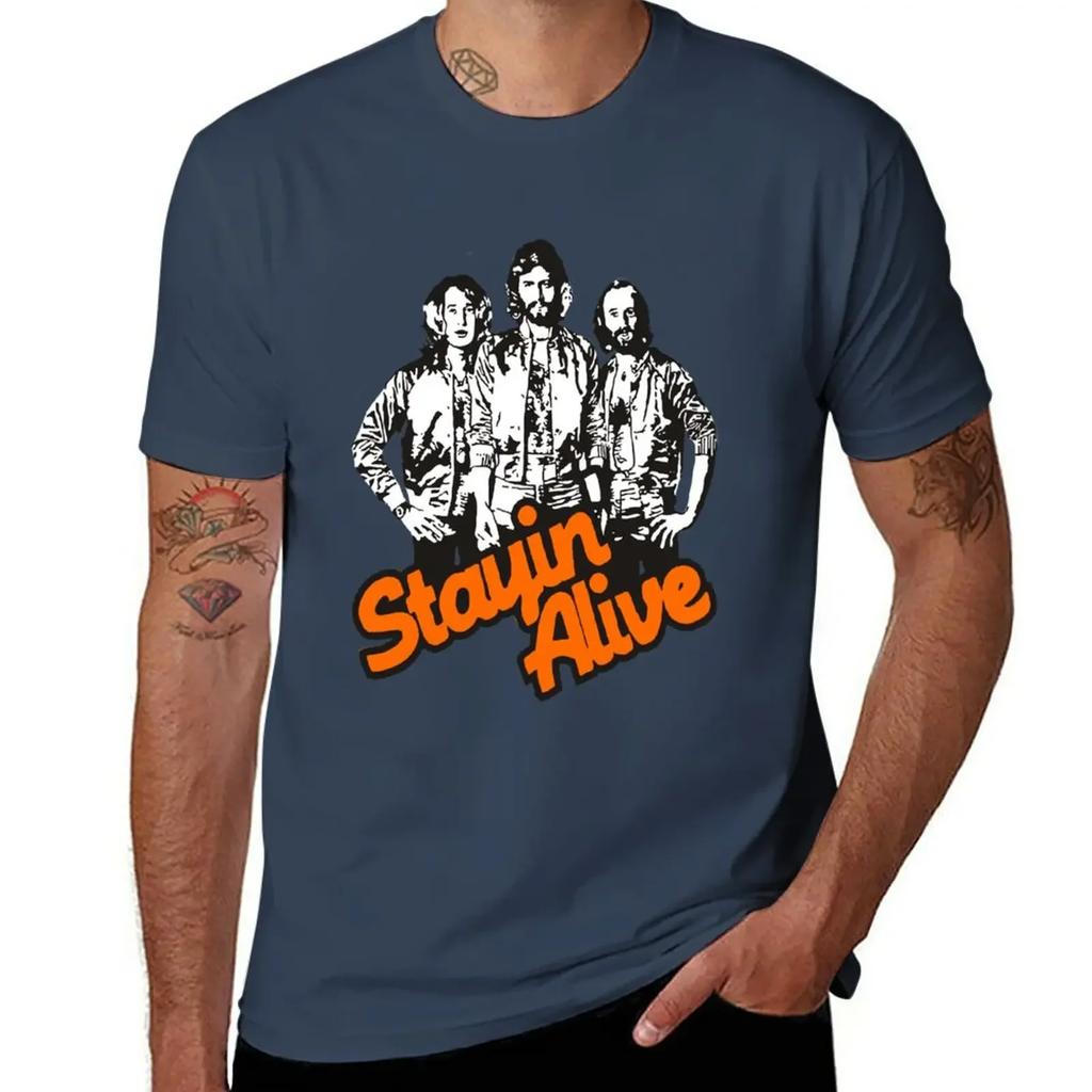 This awesome Bee Gees Stay in Alive T-Shirt plus sizes heavyweights Men's t-shirt