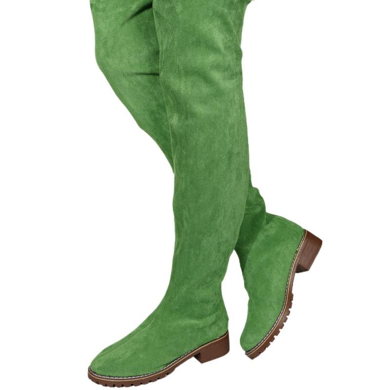 Мода Леопардовые высокие сапоги женские туфли на каблуках замшевые зимние массивные туфли зима 2024 тренд готика выше колена мода челси Botas Mujer