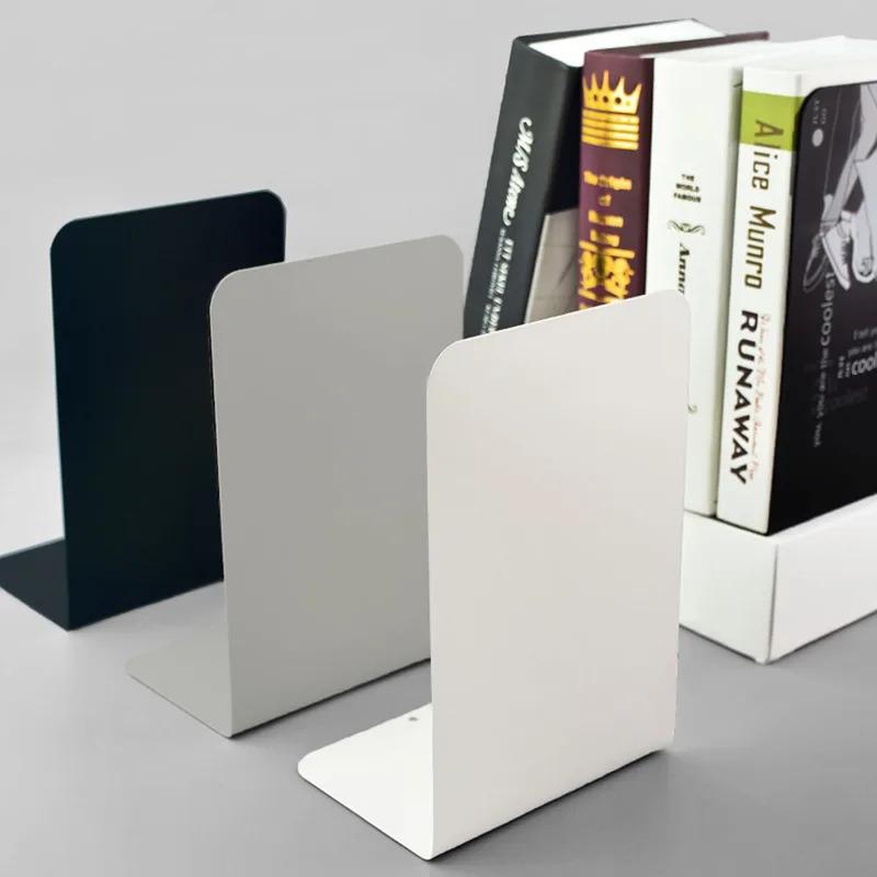2pcs Durable L-shaped Metal Bookends INS Simple Book Holder Desk Stand for School Office Student