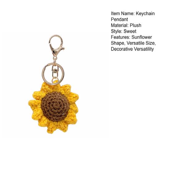 Брелок Подвеска Вязание крючком Подсолнух Форма Брелок Декоративные Подвески Сумки Телефоны Автомобили Аксессуары