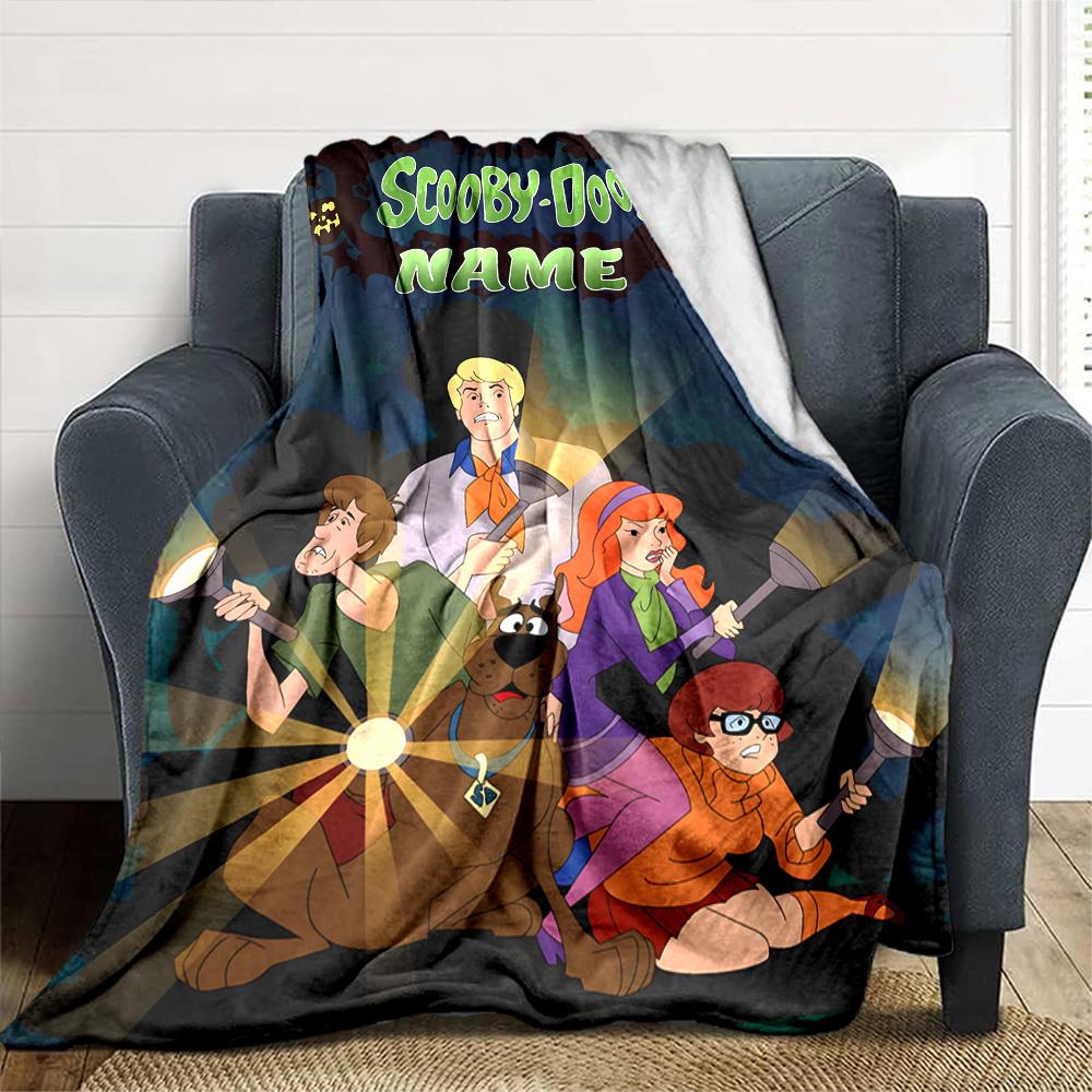 Scooby Doo Mystery Crew Adventure Lightweight Customizable Blanket Personalized Name Comfortable Suitable For Sofa Couch Office Bed Picnics Allseason