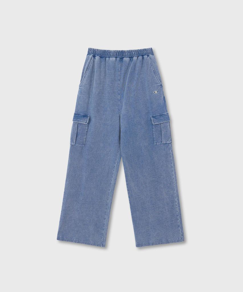 OIOI COLLECTION Vintage Denim Sweat Cargo Pants_Denim Light Blue