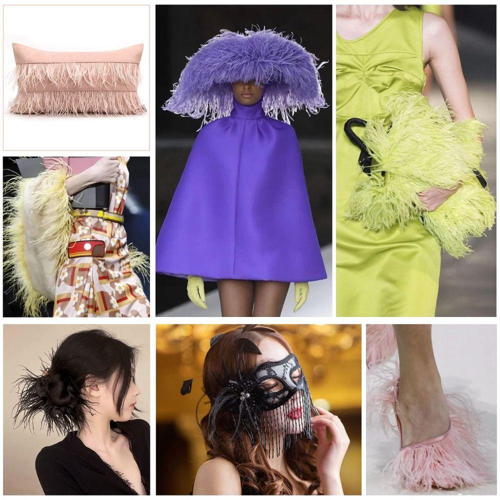 Перо 1 Метр Лента Кисточка Натуральные Страусиные Перья Швейное Украшение 10-15 см Ширины Ткань для Одежды Отделка из Страусиных Перьев