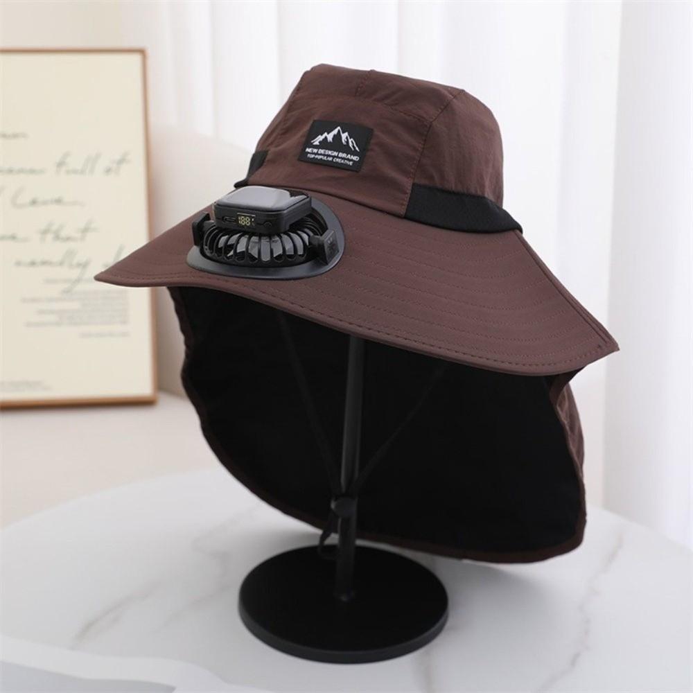 Wide Brim Fisherman Caps with Solar Powered Fan Panama Cap Fashion Bucket Hat Outdoor