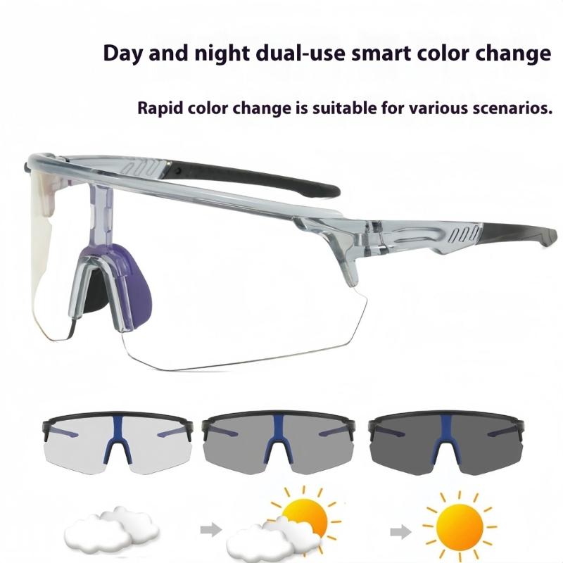 Photochromic Motorcycle Glasses Auto Tinting Lens UV Protection Sports Windproof Safety Eyewear for Day Night Cycling