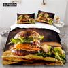 Пододеяльник для гурманов, комплект постельного белья с изображением бургеров, хот-догов, картофеля фри, пододеяльник из микрофибры, покрывало из микрофибры, украшение для спальни размера «king size»