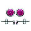[M1096] - Silver 'Unique' Ruby Silver Earrings (rhodium Plated) - 3 Mm
