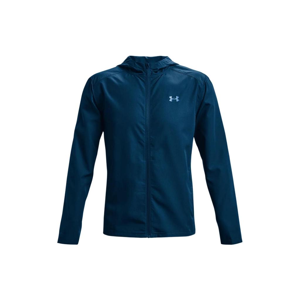 Under Armour SS22 UA Out The Rain Embroidered Logo Hooded Jacket Men Outerwear Blue 1365620-458