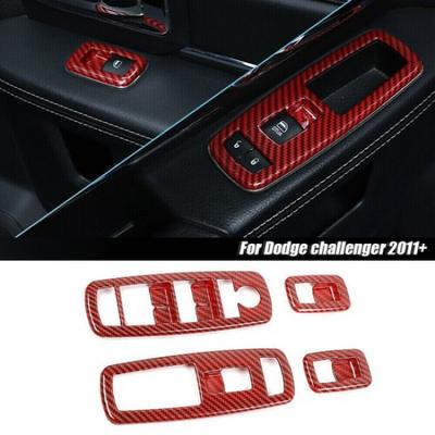 Для Dodge Charger 11+/RAM 1500 10-17 Накладка на кнопку стеклоподъемника Красный Карбон